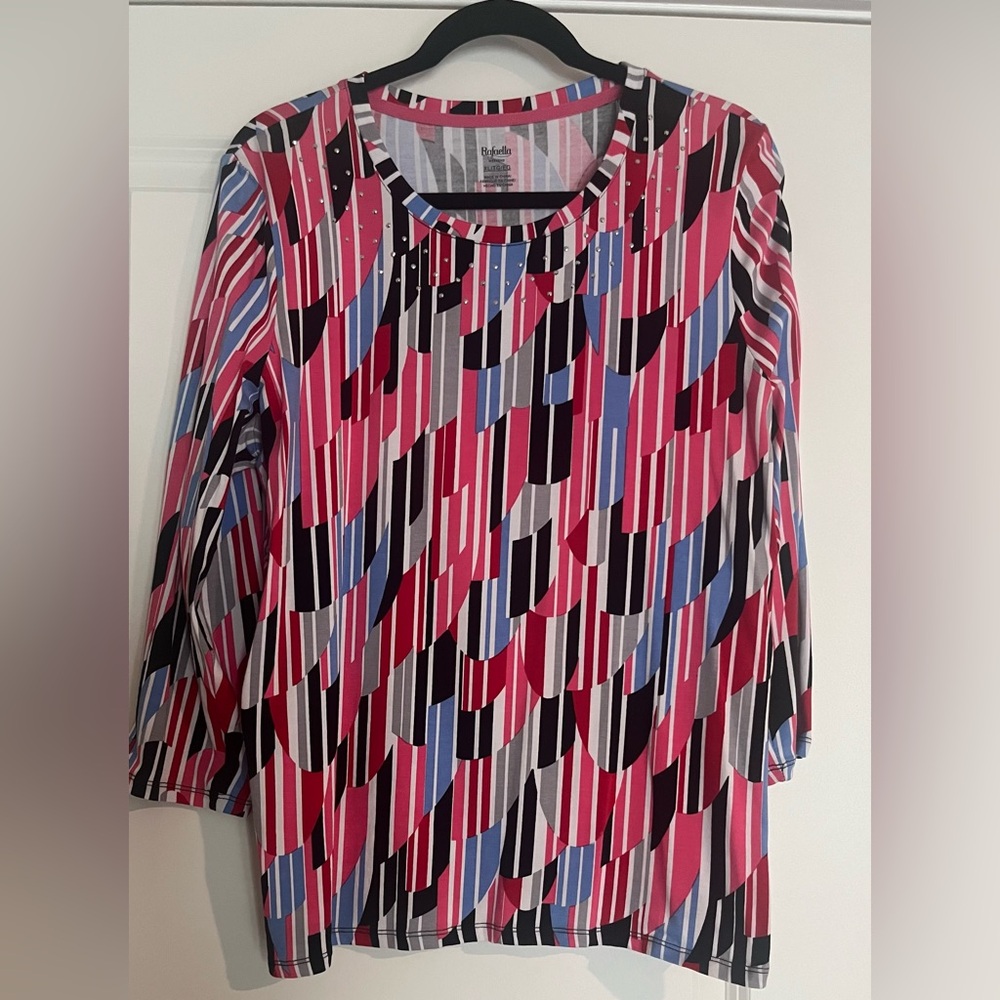 Rafaella Vibrant Geometric Tunic Top Size XL. Measurements below